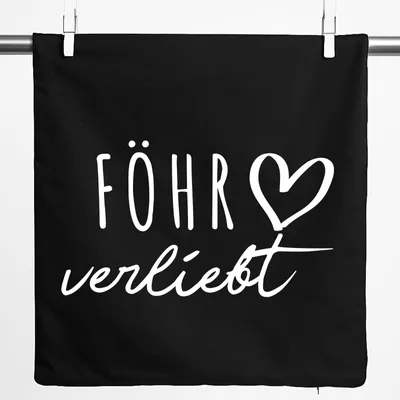 Produktbild von Huuraa Kissenbezug Föhr verliebt 40x40cm Black Baumwolle Dekokissenbezug Geschenkidee