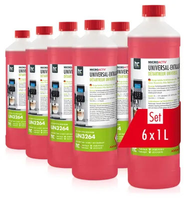Produktbild von 6x1 L Microactiv® Universal Entkalker mit Farbindikator für Kaffeemaschinen und Kaffeevollautomaten