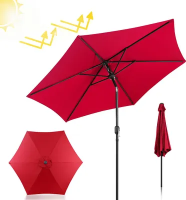 Produktbild von Izrielar Sonnenschirm Ø270cm, Gartenschirm, knickbar, Schirmtuch mit PA-Beschichtung, UV-Schutz bis UPF 50+, ohne Ständer, Rot