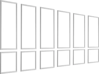 Produktbild von SucceBuy Wandform-Set, 6-teilig, 61x61 cm und 61x137 cm, Zierleisten aus lackierbarem Polystyrol, wasserfeste Wanddekoration, Leisten für Wände, Dekorleisten für Wohnzimmer, Schlafzimmer und Zuhause, Weiß