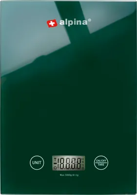 Productafbeelding van Alpina keukenweegschaal. Digitale keukenweegschaal in gram, pond, ounce en milliliter. Nauwkeurige weegschaal met tarra-functie. Keukenaccessoire. Afmetingen: 22 x 15,5 cm. Groen