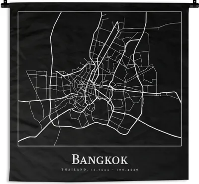 Produktbild von MuchoWow® Wandteppich Wandbehang Bangkok - Karte - Stadtplan 120x120 cm Tapisserie Dekoration Wandtuch - Modern - Baumwollgewebe