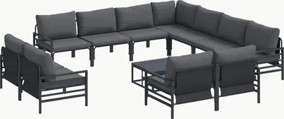 Immagine prodotto di vidaXL Set di divani da giardino con cuscini 12 pezzi in acciaio nero
