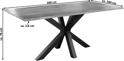 Produktbild von SAM® Esstisch Baumkante massiv Akazie natur 260 x 100 schwarz SPYRO