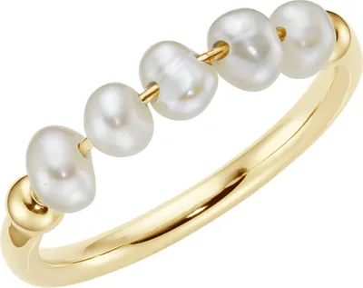 Produktbild von Ring Smart Jewel mit weißen Süßwasser-Perlen, Silber 925 Gold 56