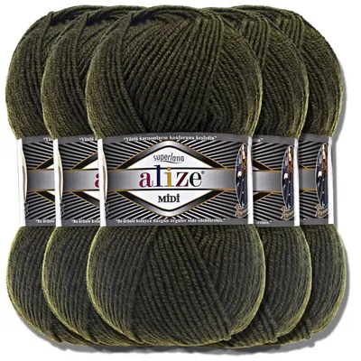 Produktbild von Alize 5x 100g Superlana Midi Wolle, Uni, Häkeln, Stricken (Black fürest | 241)