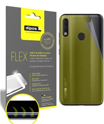 Produktbild von 3x Tecno Camon 11 Pro Rückseite Schutzfolie Folie, 100% Displayabdeckung, dipos