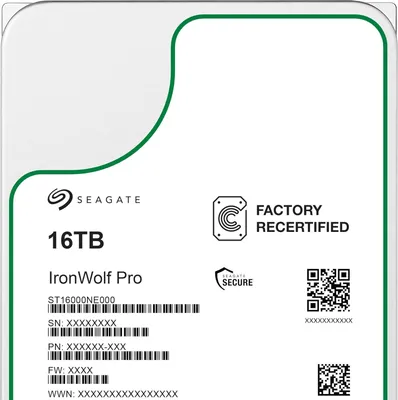 Produktbild von Seagate IronWolf Pro ST16000NE000 interrne NAS Festplatte 16TB HDD, 3.5 Zoll, 7200 U/Min, CMR, 256 MB Cache, SATA3 (Generalüberholt)