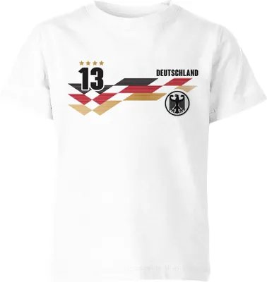 Produktbild von T-Shirt Kinder Deutschland Trikot EM 2024 personalisiert mit Name Zahl Fußball Fanshirt Jungen MädchenGeschenk Moonworks® weiß 86-92 (1-2 Jahre)