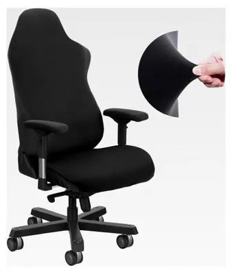 Produktbild von Bezüge für Gaming-Stühle mit Armlehnen, Sitz- und Rückenlehnenbezug, elastische Schonbezüge für Drehstühle, Schreibtisch- und Bürostuhlabdeckung (Schwarz)