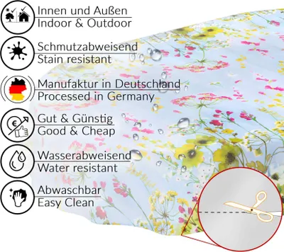 Produktbild von Tischdecke Wachstuch Blumen Grün Robust Wasserabweisend Oval Breite 140 cm Länge 200 cm