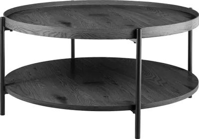 Produktbild von Couchtisch HONIM - Holz Grau 80x80x40 cm | Sofatisch Rund Beistelltisch Holz Wohnzimmertisch Klein
