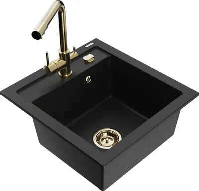 Produktbild von Mexen Vito 1-Becken-Granit-Spüle mit Mischbatterie Duero, Schwarz - 6503-77-671600-50