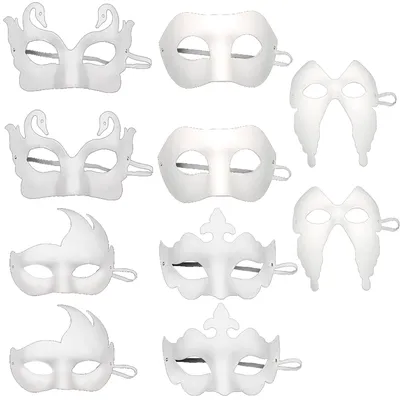 Imagen del producto de Máscaras faciales blancas, 10 unidades, ligeras, para disfraces y carnaval