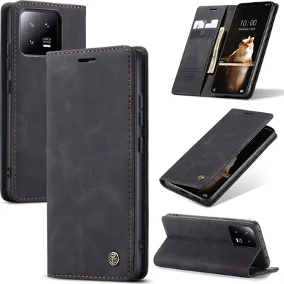 Produktbild von Xiaomi 13 Hülle, Retro Kunstledertasche mit Standfunktion Schutzhülle für Xiaomi 13 Schwarz