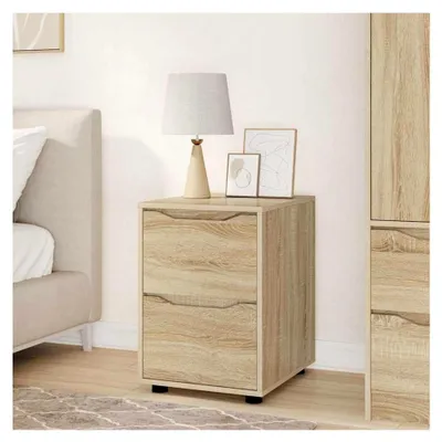 Produktbild von Minimalistischer Holzwerkstoff-Speicherschrank mit Schubladen, Sonoma-Eiche, 40x48x57 cm - Für Schlafzimmer und Wohnzimmer