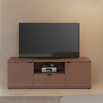 Obrázek produktu pro Nízká skříňka >GANYMEDE< 2 dvířka, zásuvka, police, barva terakota - 129,8x43,9x41,3cm (ŠxVxH)