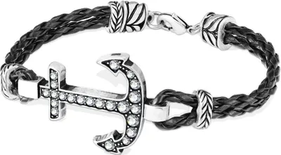 Produktbild von Leder-Armband Anker-Armband geflochten Kunstleder schwarz Herren Damen Autiga® schwarz