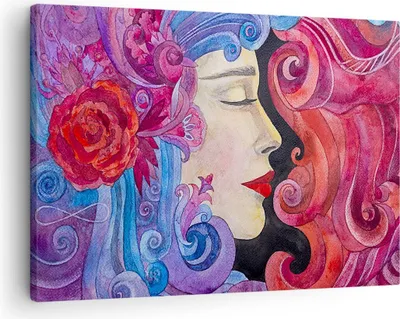 Produktbild von Bild auf Leinwand - Leinwandbild - Frau Abstraktion - 70x50cm - Wand Bild - Wanddeko - Wandbilder - Leinwanddruck - Bilder - Kunstdruck - Wanddekoration - Leinwand bilder - Wandkunst - AA70x50-4005