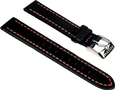 Produktbild von Festina Uhrenarmband Leder 17mm schwarz mit orangen Naht F16257 F16244