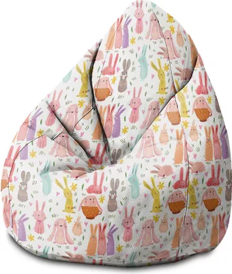 Produktbild von Dreamroots Sitzsack Kinder mit füllung, Bodenkissen Kinder Sitzsack, Sitzsack Kinderzimmer 70x70x105 cm, Sitzkissen Boden Kinder, Colorful Rabbits