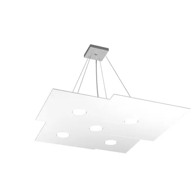 Zdjęcie produktu dla Lampa wisząca Nowoczesna Metalowa Płyta Biała 5 Świateł Gx53