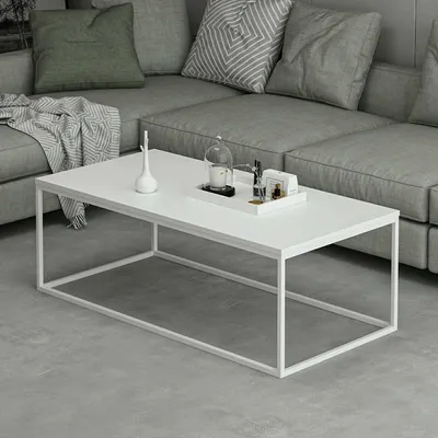 Image de Lazise - Table Basse, 120x60x42h cm Blanc, Forme Rectangulaire