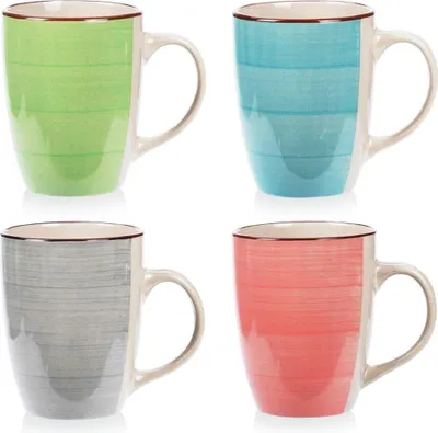 Zdjęcie produktu dla Kolorowe kubki ceramiczne w pudełku upominkowym - zestaw 4 szt