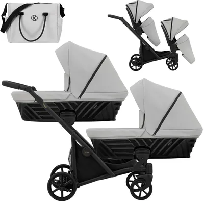 Produktbild von Kunert Booster Zwillingskinderwagen 3in1 mit Babywanne, Sportsitz & Babyschale, Grafit