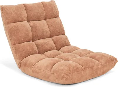 Obrázek produktu pro Nastavitelná podlahová židle COSTWAY, čalouněná podlahová židle, podlahový polštář s opěradlem, meditační židle k oknu (světle hnědá)