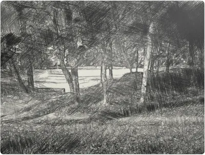 Produktbild von Wald in einer Skizze – Bodenschutzmatte – Stuhlunterlage 120x90 cm – Rutschfest – Hartbodenmatte