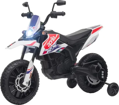 Obrázok produktu pre Fortuna Lai 12V detská motorka s pomocnými kolieskami, LED svetlami, hudbou, USB, elektrická motorka pre chlapcov a dievčatá, biela