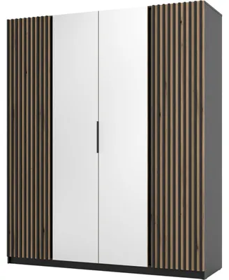 Produktbild von Kleiderschrank 200cm mit Spiegel KAYA 12 schwarz / eiche evoke / schwarz