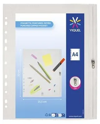Obal na zips, A4, PP, VIQUEL "Pockets", priehľadný