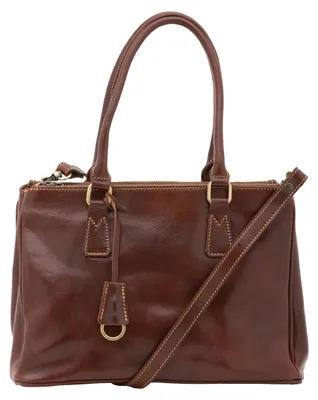 Produktbild von Bryony Damen Umhängetasche Echtleder Rindsleder Braun Brown UNICA 35x23x16 cm 5524-Marrone