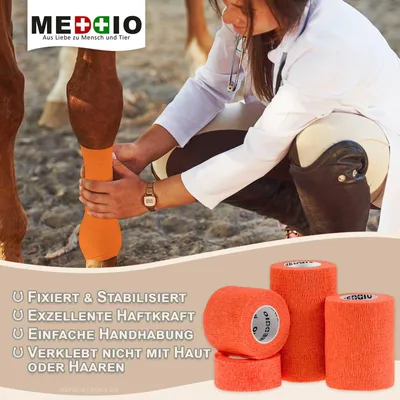 Produktbild von 1 Haftbandage Selbsthaftende Bandage / Fixierbinde 10 cm x 4,5 m, orange