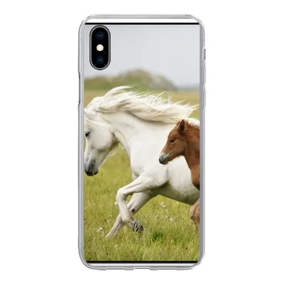 Produktbild von MuchoWow® Handyhülle Schutzhülle Hülle für iPhone Xs Pferde - Tiere - Gras Silikon Softcase Handy Hülle - Handytasche