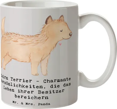 Produktbild von Mr. & Mrs. Panda Kakaotasse Cairn Terrier - Grau Pastell - Geschenk, Familienhund, intelligent, Hunderassen Vielfalt, Trinkbecher, Tasse mit Spruch, Keramiktasse, Hunde