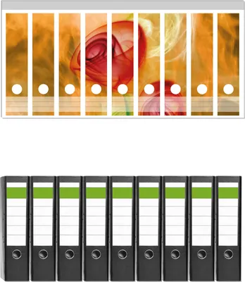 Produktbild von Wallario 9 Stück breite Ordner inkl. Klebeetiketten mit Motive Abstrakte Rosen -  Set mit Rückenschildern / Ordnerrücken Stickern