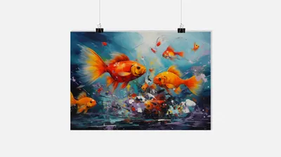 Produktbild von Tierposter - Goldfisch Poster - 51x71cm - Perfekt zum Einrahmen