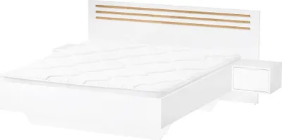 Zdjęcie produktu dla Kondela Rama łóżka ze stolikami nocnymi (2 szt.) Florens 180 - biały / dąb artisan