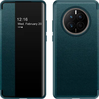 Produktbild von Huawei Mate 50 Hülle, Smart View Intelligente Wake up-/Sleep Leder Schutzhülle für Huawei Mate 50 Grün