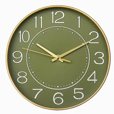 Image de Horloge à quartz moderne et discrète, 25 cm, vert doré, avec chiffres arabes