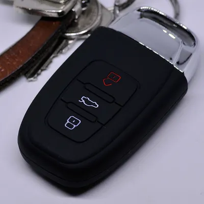 Produktbild von Auto Schlüssel Hülle Silikon Schutz Cover Schwarz kompatibel mit Audi A5 S5 A4 S4 Q3 Q5 A6 S6 R8 TT 3 Tasten KEYLESS SMARTKEY