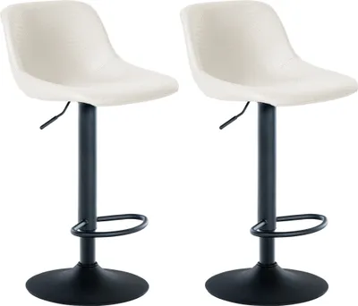 Produktbild von CLP 2er Set Barhocker Loft mit Rückenlehne und 360 drehbar creme Material Kunstleder