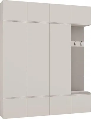 Obrázek produktu pro Šatna DEN HAAG IV se 3 skříněmi a čalouněnou pohovkou | Kašmír | 238x200x35 cm