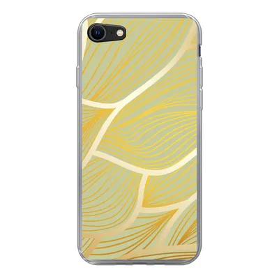 Produktbild von MuchoWow® Handyhülle Schutzhülle Hülle für iPhone SE 2020 Goldene Wellen auf grünem Hintergrund Silikon Softcase Handy Hülle - Kartenbesitzer