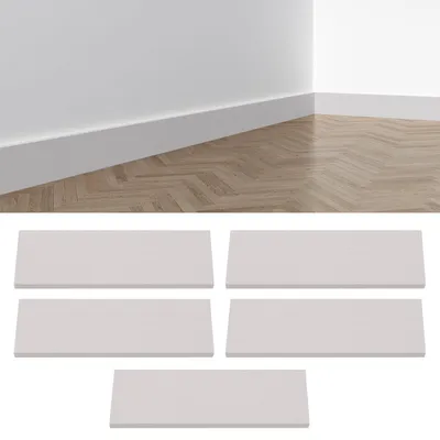 PVC Sockelleisten, selbstklebend, 5 Stück, 45x12x1 cm, weiß