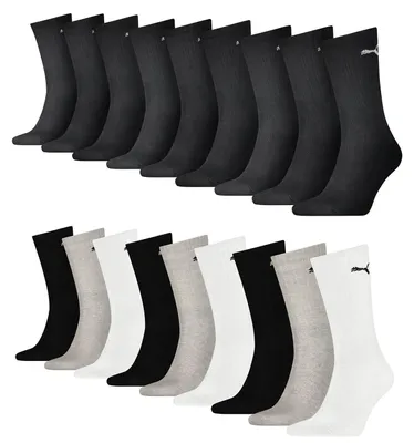 Produktbild von 9 Paar Puma Everyday Crew Socken Sportsocken Tennis Socken Gr. 35 - 46 Uni, Farbe:001 - Black, Socken & Strümpfe:39-42