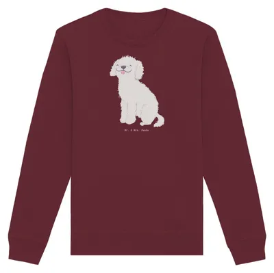 Produktbild von Mr. & Mrs. Panda Baumwoll Sweatshirt Kleinpudel Moment Größe XS - Burgundy - Geschenk, Pullover, Sweater, Pudel, Bio, Pulli